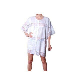 Lace Swimsuit Cover/Cardigan White Size L Vintage